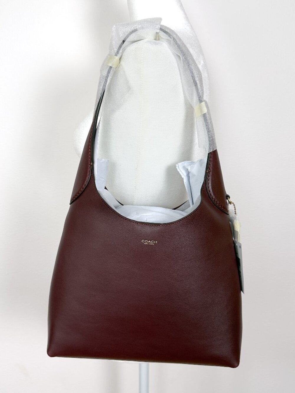 NWT COACH Brooklyn 28 Medium Leather Shoulder Bag Brass/Merlot - Picture 3 of 10